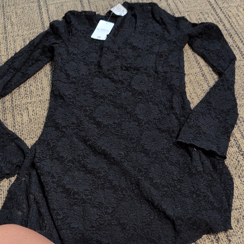Le Chateau Black Floral Lace Long Sleeve Dress